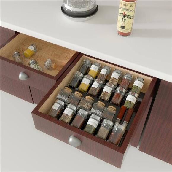 Adjustable Acrylic Spice Drawer Organizer 4 Tier Expandable Rack for Kitchen Jar - Picture 4 of 7